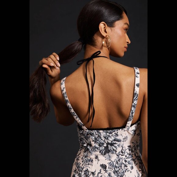 NWT Maeve Strappy Jumpsuit Pattern Light Pink Navy Size 4 Floral Anthro - Picture 12 of 14